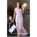 Customized Floor Length Women Formal Gown Front Slit One Shoulder Long Chiffon Lilac Bridesmaid Dress CWF2336